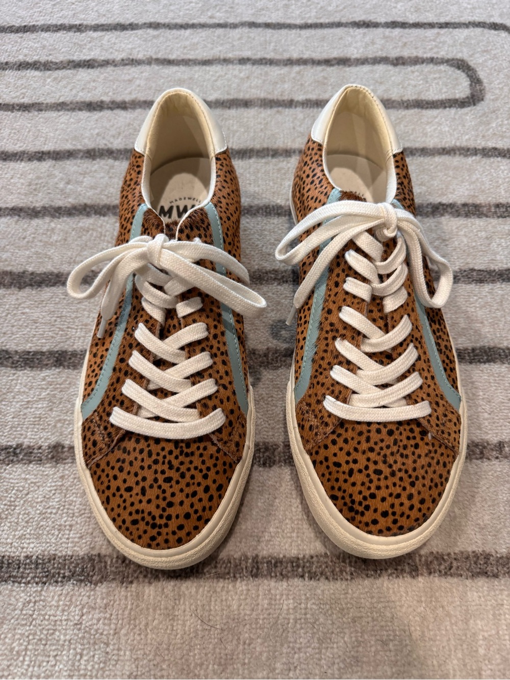 Madewell Leopard-Print Sneakers with Light Blue Stripe